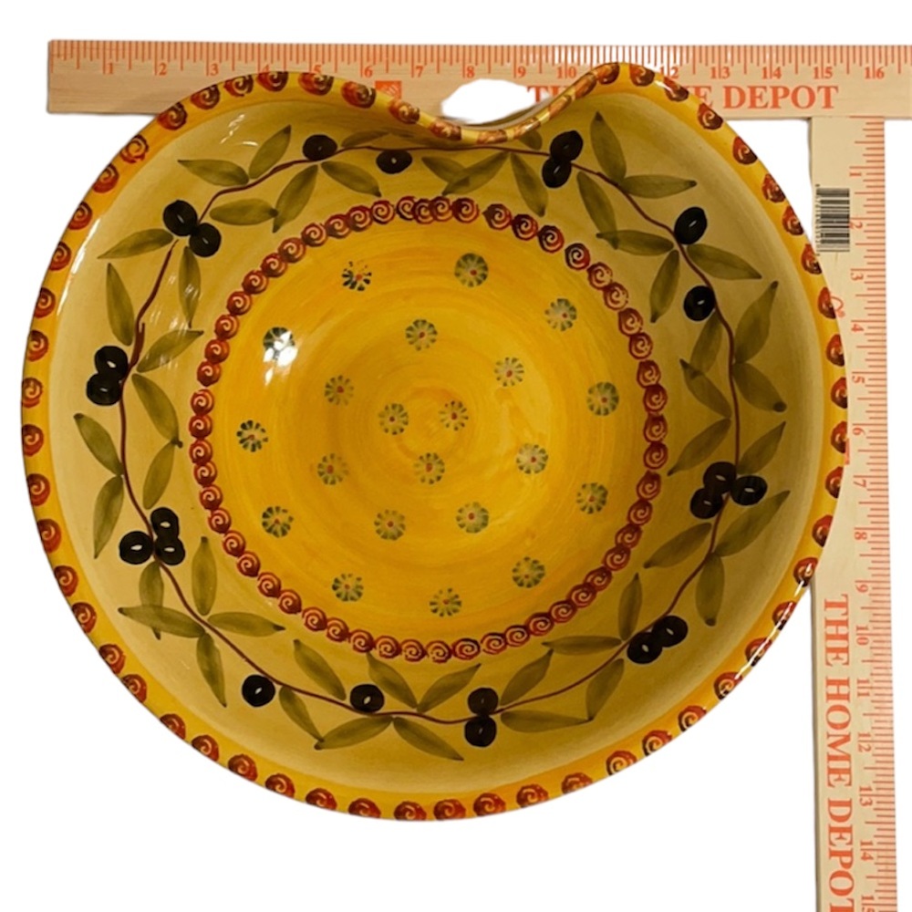 Hand Painted Italian Glazed Clay Bowl Fall Harvest Thanksgiving Decor